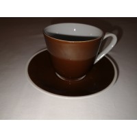 Espresso-Tasse + Untertasse * braun-weiß * DDR