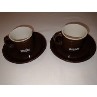 2er Set Espresso-Tassen + Untertassen * braun-weiß * Nestle