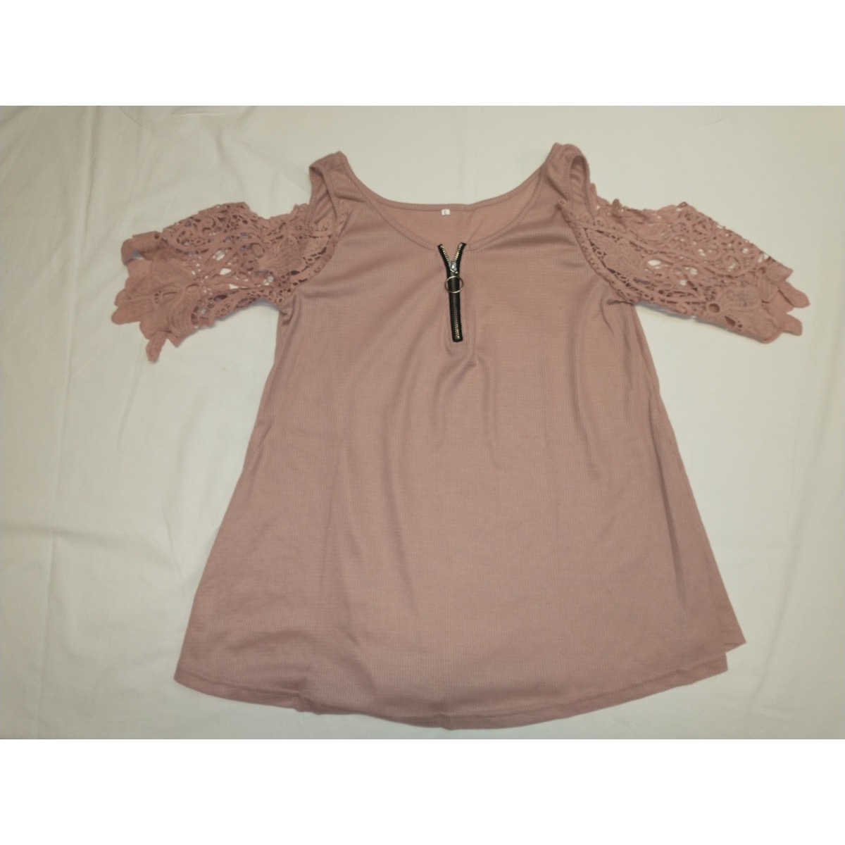 Bluse - Shirt offshoulder * Gr L * Spitze * altrosa