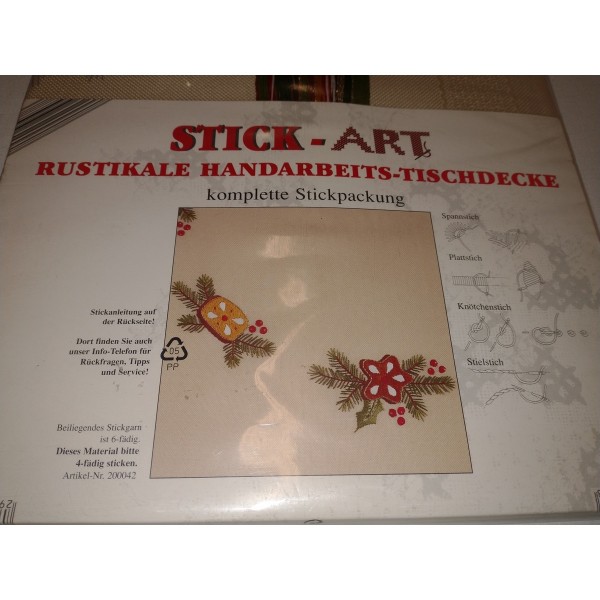 rustikale Handarbeits-Tischdecke zu Weihnachten * Stick-Art * NEU OVP