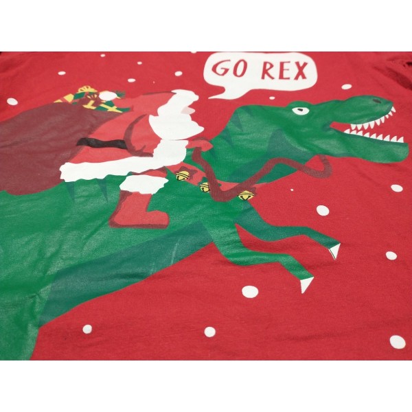 Langarmshirt * Dino Rex und Weihnachtsmann * Gr 110-116