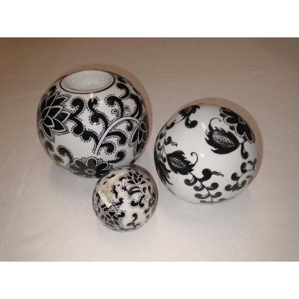 3er Set * Deko-Kugel und Teelicht-Halter * Porzellan Keramik